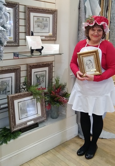 December 4, 2021, Marla as Mrs. Claus during a Meet the Artist day at the Strawflower Shop in Geneva, IL
